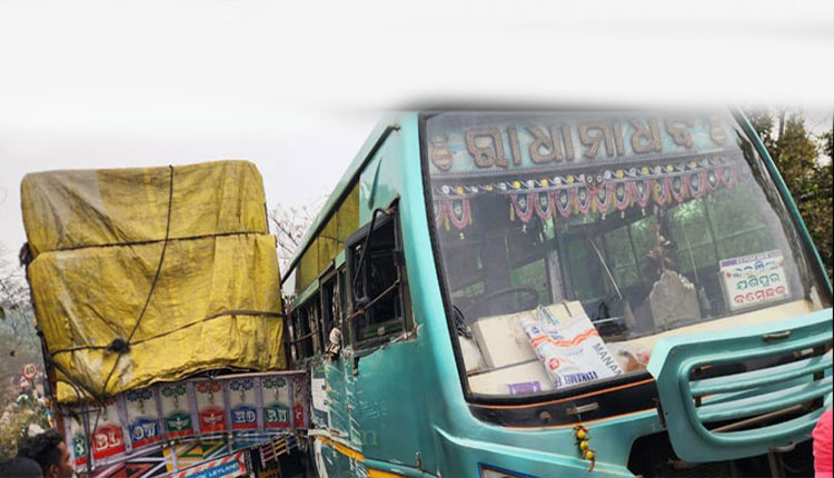 Bus truck accident at Doorbhi Ghat few passengers injured